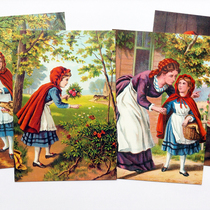 vintage Retro Illustration Series Postcard Little Red Riding Hood