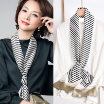 Small narrow long silk scarf womens spring and autumn Korean version of thin foreign fashion fashion wild scarf summer tie bag decorative scarf