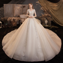 Wedding dress 2021 new bridal main yarn temperament v lead trailing senior texture palace windy windy for the winter
