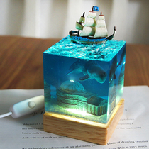 Creative Marine whale resin cultural and creative handicraft gift bedside computer usb night light desktop ornaments