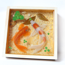 Spot Fanxing resin painting pure painting 3D resin goldfish painting plate ornaments handicraft living room fortune porch dress