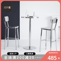 Bar chair Modern minimalist household living room Bar Stainless steel outdoor high chair café chair