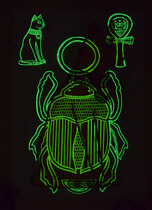 Egyptian hand-painted papyrus painting luminous effect cat god best colorful gold powder 42 * 32cm