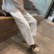 Casual pants Womens spring and summer thin Hong Kong style loose wide leg pants Korean version of the trend all-match straight pants student denim pants