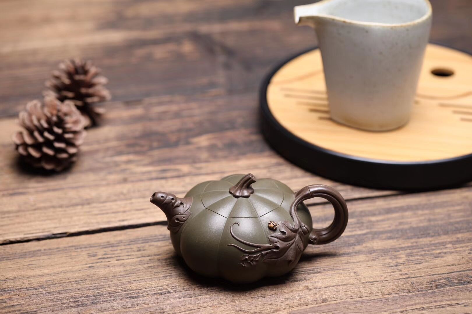 宜兴紫砂茶壶全纯手工茶具名家正品原矿绿泥紫泥王红娟双色南瓜壶