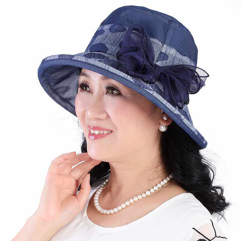 中老年人春夏帽子女士太阳帽户外防晒帽大沿遮阳帽可折叠妈妈女帽_不