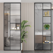 Modern simple light luxury iron steel long Hong glass stainless steel screen partition room office enter obscure