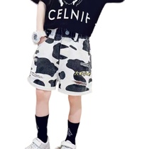 2022 new fashion Korean version trendy girl cow denim shorts