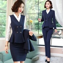 Professional suit Female fashion temperament vest jewelry Hotel front desk beautician suit interview formal ol overalls