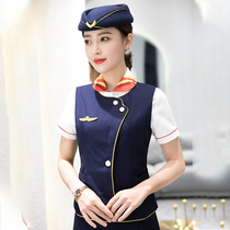 Flight attendant uniform Professional suit Female front desk beautician High-speed rail flight attendant vest overalls Art examination interview clothing