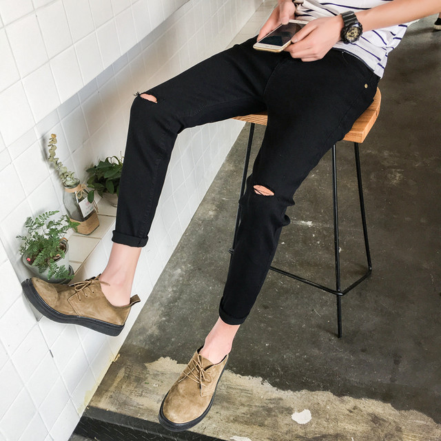2021 new fashion jeans men's new products small feet slim casual casual all-match denim cropped trousers 2021 new fashion jeans men's new products small feet slim casual casual all-match denim cropped trousers