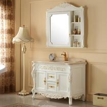 European bathroom cabinet combination floor-standing oak solid wood hand wash wash wash basin small apartment toilet wash table