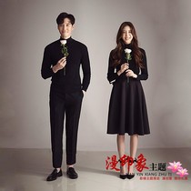 2021 new autumn and winter black sweater Korean couple photo theme wedding clothing photography couple casual clothes