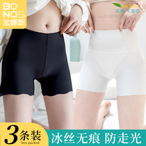 Ice silk safety pants womens summer thin anti-light flat boxer underwear two-in-one non-curled bottomless shorts