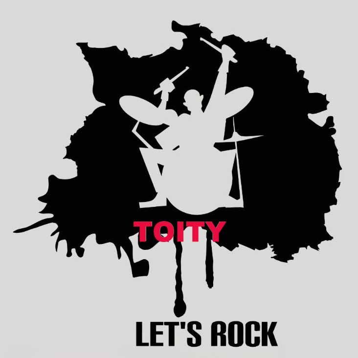 let?s rock摇滚乐墙贴 架子鼓手摇滚音乐贴画个性潮流墙贴可移除