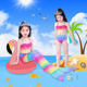 Mermaid Tail ເດັກນ້ອຍ Princess Skirt Girls Colorful Swimming Clothes Three Piece Mermaid Costume Set