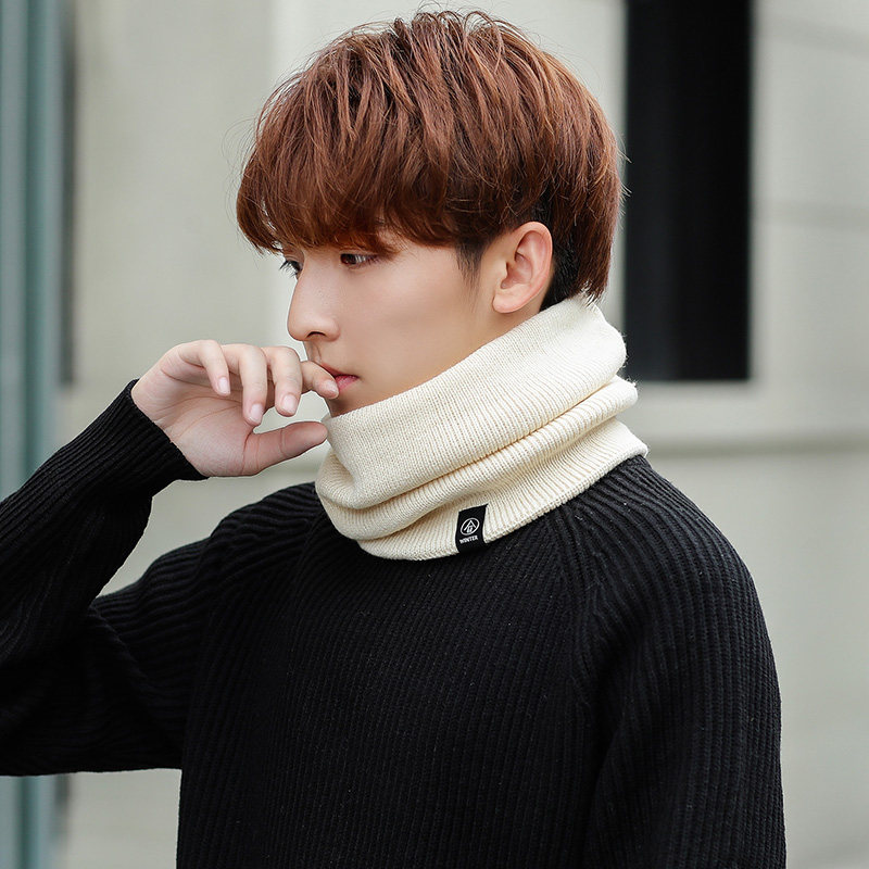 围脖套男士潮护颈椎保暖套头针织围巾秋冬季骑行毛线防风加绒加厚