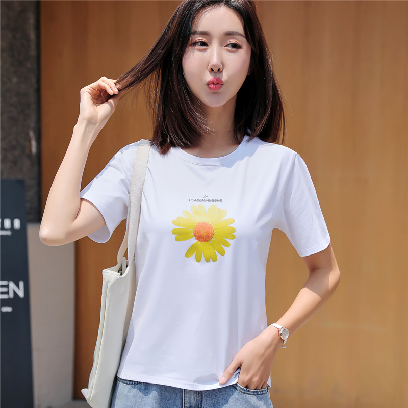 纯棉【百人验货】夏季小雏菊女短袖