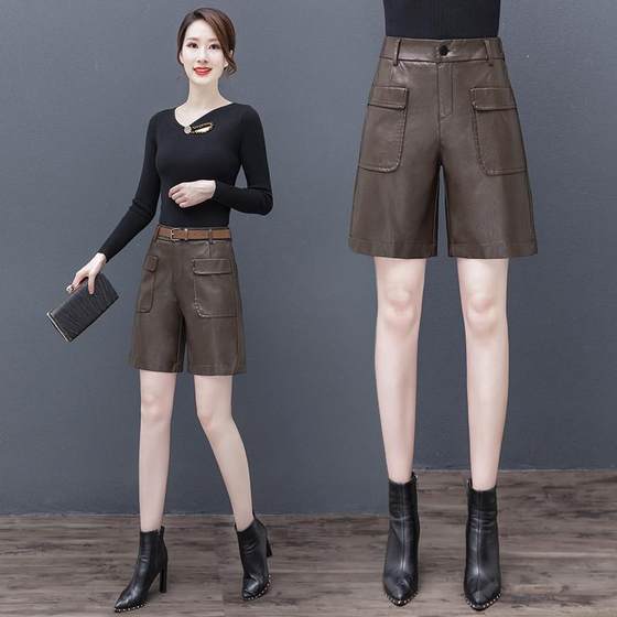 Women's autumn and winter Korean style waist wide-leg high five-point pants size large trousers 66681 straight boots sheepskin leather pants
Women's autumn and winter Korean style waist wide-leg high five-point pants size large trousers 66681 straight boots sheepskin leather pants