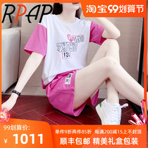 RPAP sports shorts set womens fashion foreign style loose net red Korean version of age reduction short sleeve top Joker two-piece set