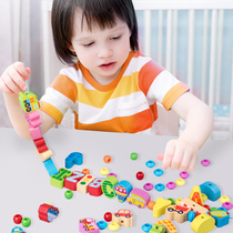 Children beaded educational toys baby beads diy handmade wooden beads building blocks toys 1-3-6 years old boys and girls