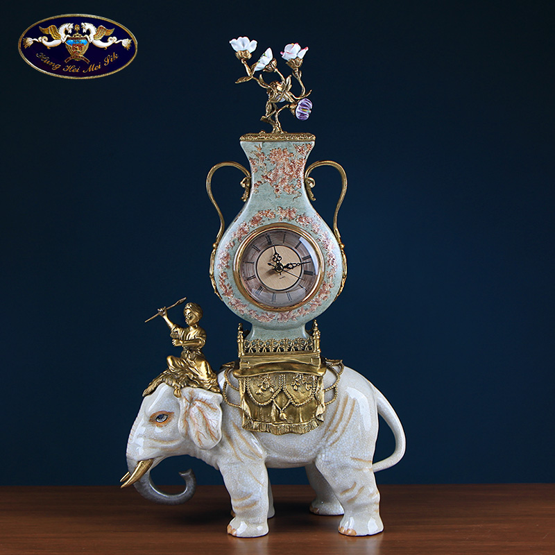 Europe type restoring ancient ways is the elephant clock ceramic table clock with copper creative clock home sitting room adornment furnishing articles