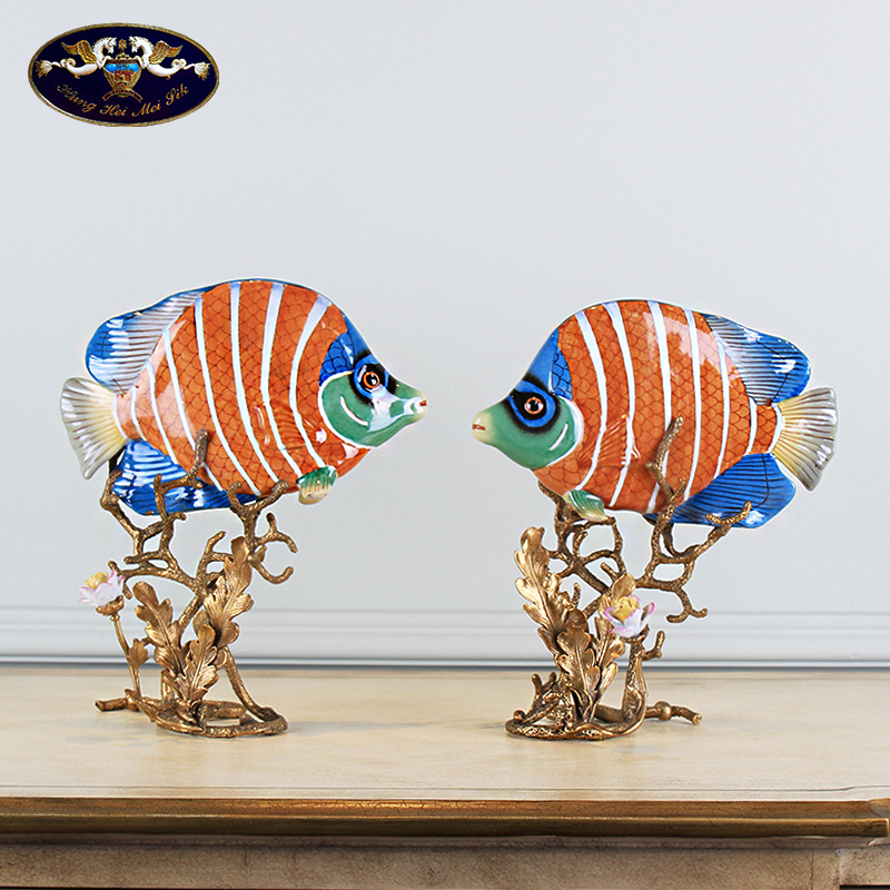 European painting ceramic fish furnishing articles sitting room porch creative American household soft adornment indoor home decoration