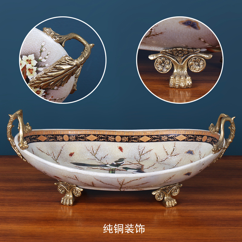 Hon jubilee European ceramic fruit bowl luxurious sitting room creative household adornment American tea table coloured drawing or pattern compote furnishing articles