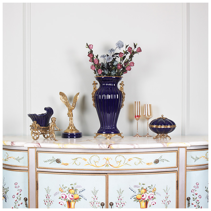 European ceramic inlaid copper flower vase retro creative American household act the role ofing is tasted, the sitting room porch flowers barrels furnishing articles apparatus