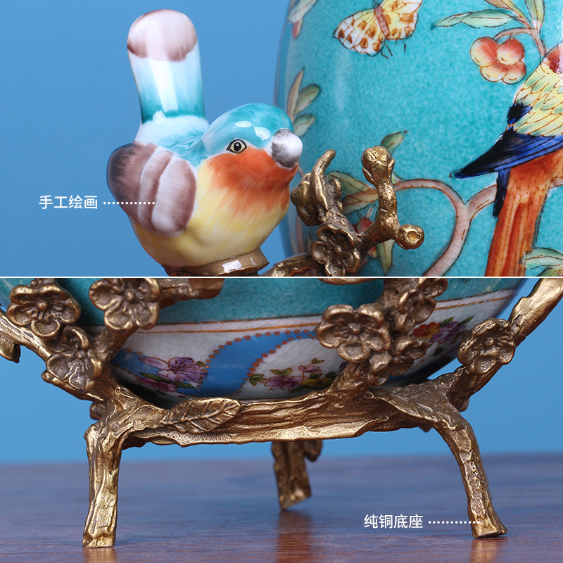 Creative bird eggshell copper ceramics handicraft artical home sitting room porch example room adornment is placed