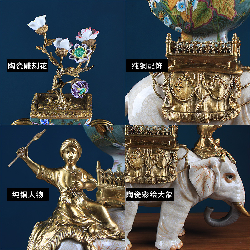 Europe type restoring ancient ways is the elephant clock ceramic table clock with copper creative clock home sitting room adornment furnishing articles