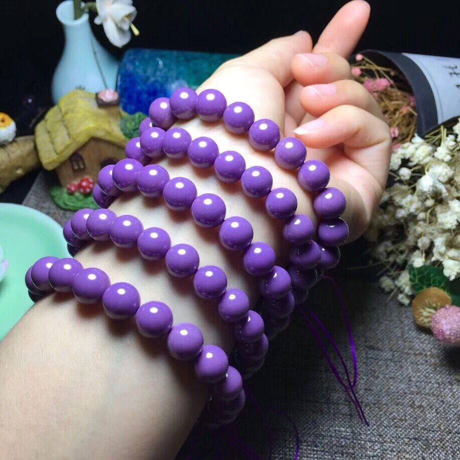 水晶紫云母多圈手链女高瓷共生黄胶花香芋紫色斜磷矿石紫