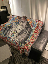 150 * 150cm Large size Exports USA Thickened Blanket Sofa Blanket Cover Blanket Knit Kitty Oil Painting Style