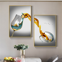 Dining Room Hanging Painting Light Luxury Style Restaurant Erlen Dining Table Wall Decoration Painting Modern Minimalist Dining Room Mural Wine Glasses