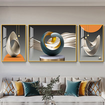 Modern Living Room Decoration Triple Painting New Sofa Background Wall Hanging Painting Crystal Ceramic Diamond Minimalist Light Luxury Restaurant Mural