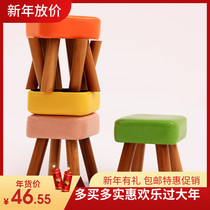 Shoe stool Childrens sofa Coffee table stool Living room square stool Low chair Solid wood stool thickened soft panel stool