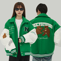 Break Code Five Fold Clear Cabin NECY800G Overweight Pound What To Do On Campus Wind Towels Embroidered Little Bear Baseball Jacket