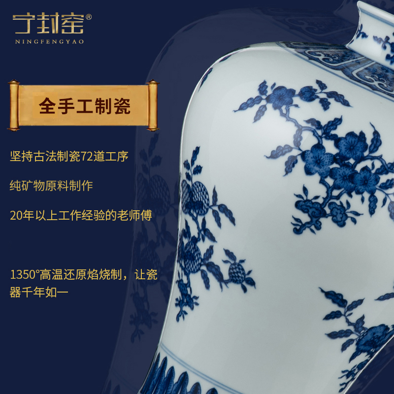 Ning home furnishing articles sealed up with ceramic mei bottles of jingdezhen blue and white porcelain is sitting room adornment rich ancient frame antique vase by hand