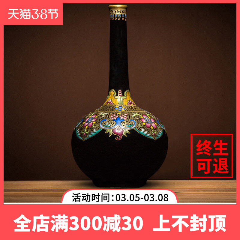 Ning hand - made archaize sealed up with jingdezhen ceramic vase furnishing articles rich ancient frame porcelain flower arranging new Chinese style living room decoration