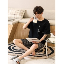 S F Elizaba Life is simple~calm and elegant pajamas mens pure cotton short-sleeved large size striped pants summer