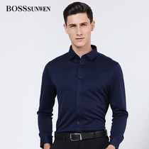 BOSSsunwen BOSSsunwen 2019 autumn business casual formal shirt Fashion solid color mens shirt