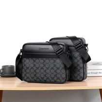 Hong Kong duty-free and American fashion mens single shoulder bag slanted satchel casual cow leather business small back difference bag