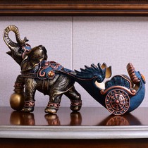 Auspicious elephant pull car red wine rack Bogu TV cabinet gift jewelry decoration housewarming new home gift lucky wind water elephant