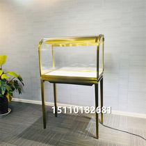 High-end arc jewelry display cabinet window glass cabinet high-rise cabinet stainless steel jewelry jade exhibition cabinet