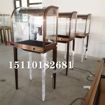 Arc cabinet arc glass display cabinet stainless steel jewelry jewelry exhibition cabinet high-end independent cabinet against wall Beijing customized