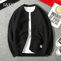 Baseball collar plus size knitwear cardigan mens sweater jacket Korean version of the trend to wear thickened and fatened jacket