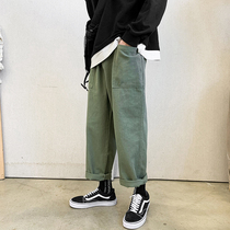 Spring and autumn straight loose wide leg pants men Korean trend Joker casual pants solid color pendant pants boys