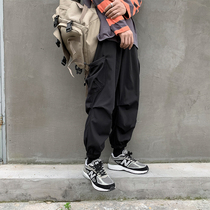 Fall State Chauther Beam Feet functions Rope Line Work Pants Mens Korean version Tide Cards Loose Trend Harbor Wind 90% Casual Pants