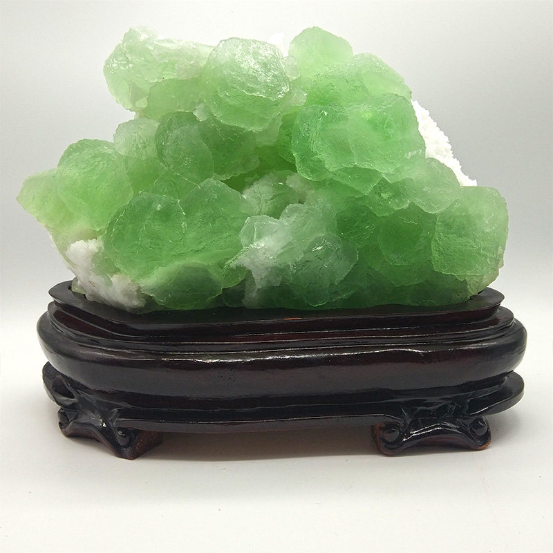 矿物系天然绿萤石矿物晶体原石摆件奇石观赏石自然石工艺礼品 收