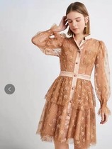 Olligias special cabinet in the sale of new rework plant floral grey embroidered web yarn long style dress 1C60505557